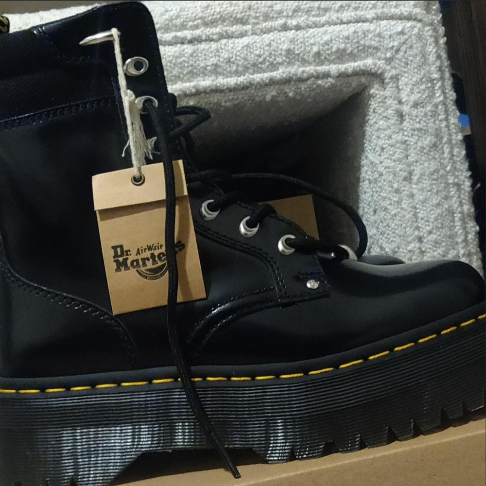 Dr. Martens Black and Yellow Platform Boots